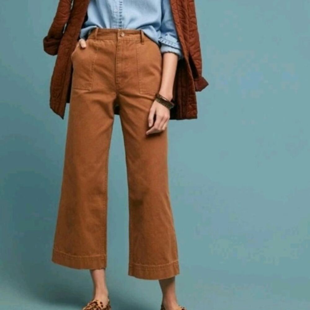 Frye Camber Nadia Canvas High Rise Wide Leg Ankle Pants 28 Workwear Nutmeg Brown - Picture 11 of 16
